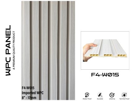 Imported WPC 8" 17mm
WPC Material || Interlock for Room Diversion room Partition and Wall Decor 
Width 8" || Length 114" || Thickness 17mm 
WPC wall pannel / wpc wall covering / heavy plastic wall pannels